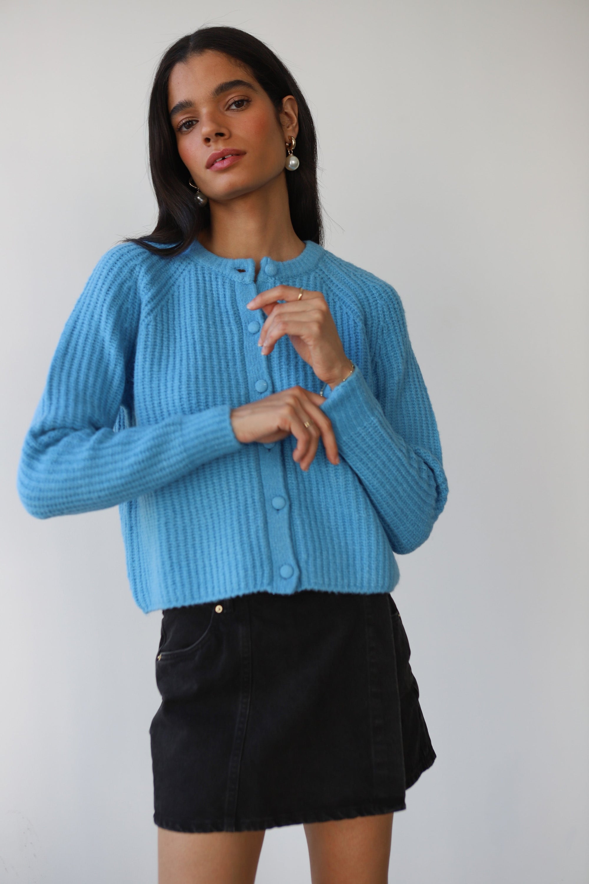 Callahan Knitwear - Poppy Cardigan - Capri Blue -