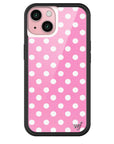 Wildflower iPhone case 15 Pink Polka Dots Cute Classic