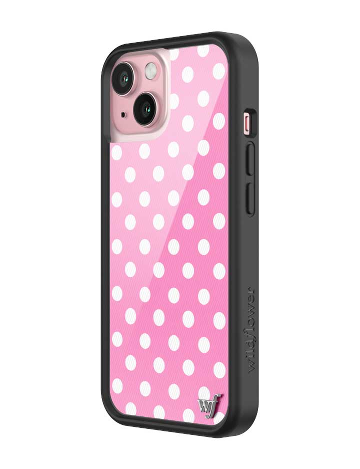 Wildflower iPhone case 15 Pink Polka Dots Cute Classic