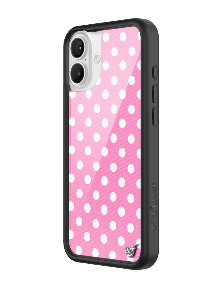 Wildflower iPhone case 16 Plus Pink Polka Dots Cute Classic