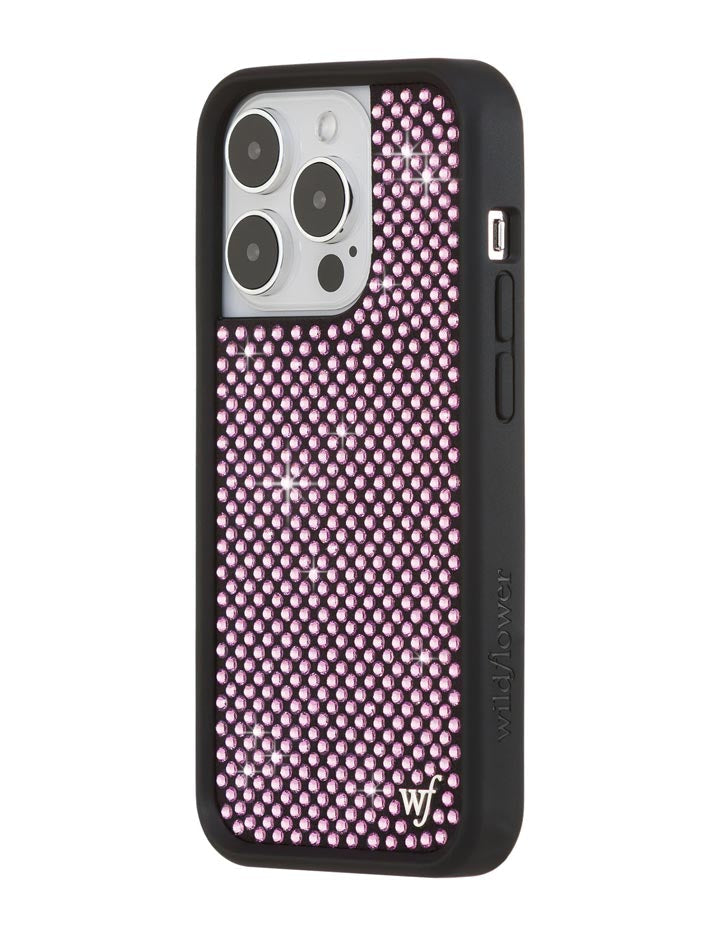 Wildflower iPhone case 14 Pro Rhinestone | Pink Sparkle Cute