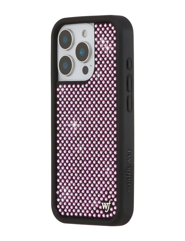 Wildflower iPhone case 16 Pro Rhinestone | Pink Sparkle Cute