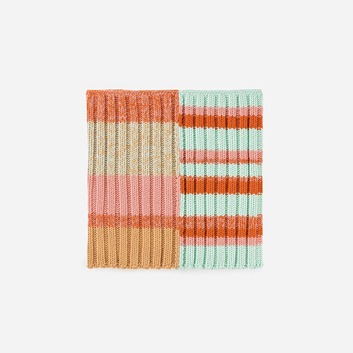 Verloop - Patchwork Stripe Knit Snood - Flame Jade