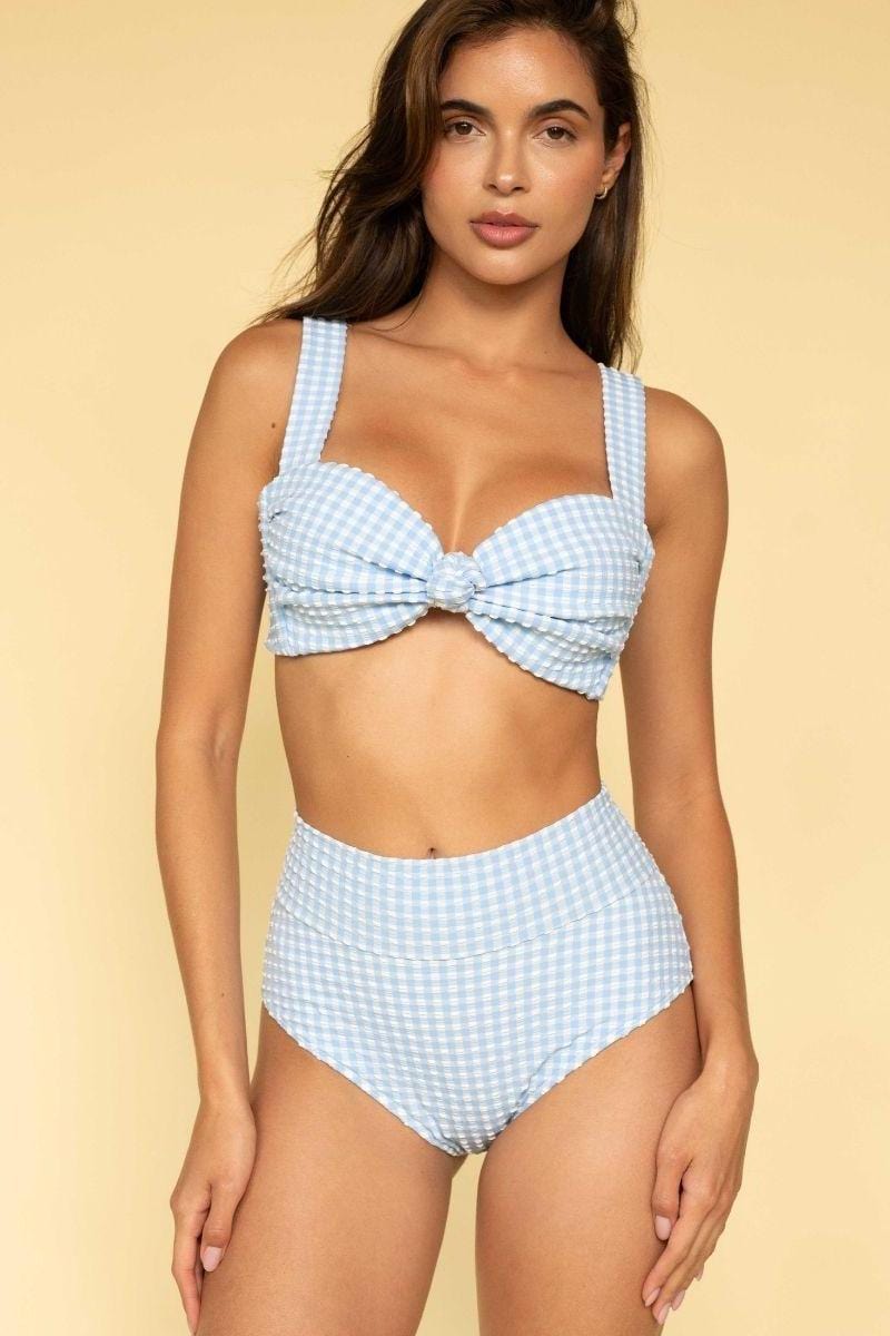 Montce - Peri Micro Gingham Full Coverage High Rise Bikini Bottom -
