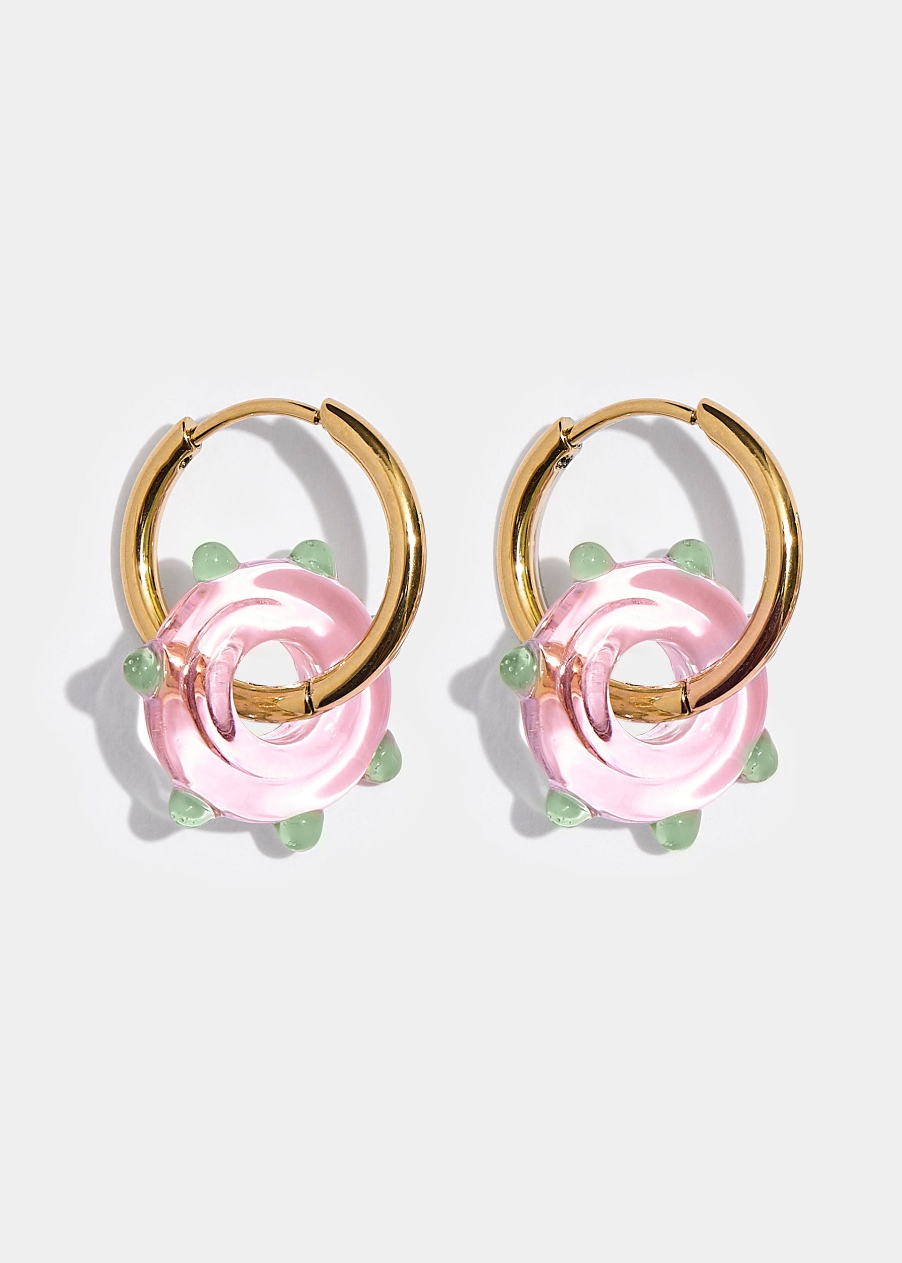 Fazeek - Pink Orb Earrings - Gold -