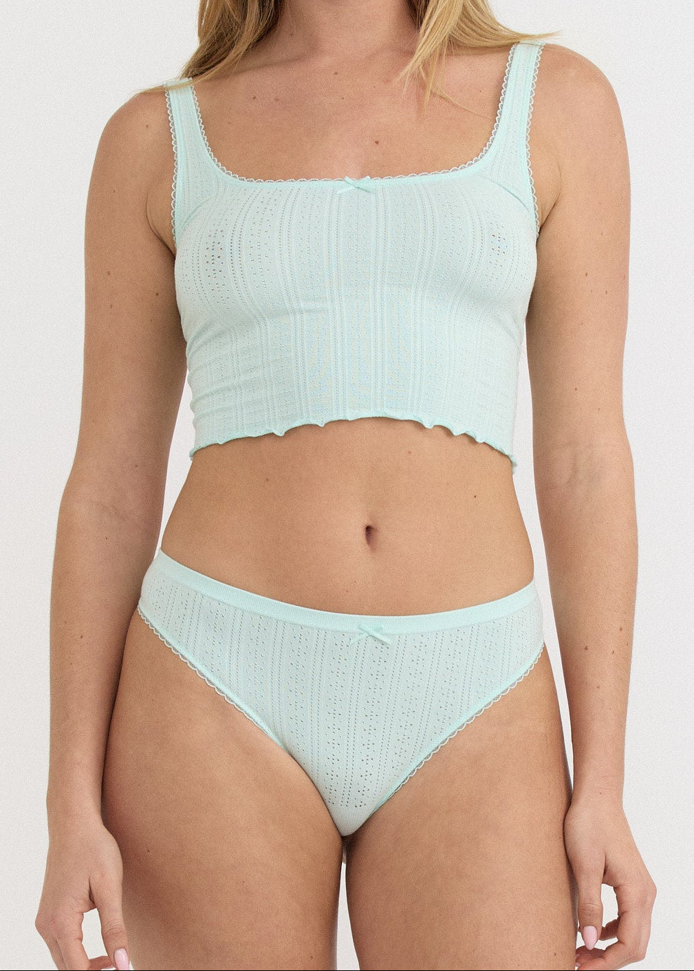 Organic Basics - Pointelle Cami - Soft Blue -