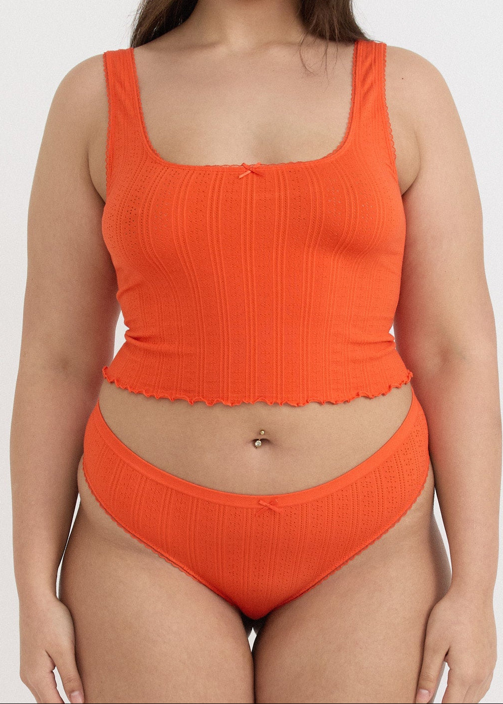 Organic Basics - Pointelle Cami - Vibrant Red -
