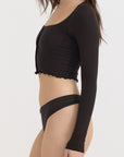Organic Basics - Pointelle Cardigan - Black -