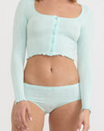 Organic Basics - Pointelle Cardigan - Soft Blue -