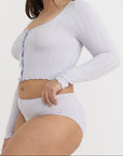 Organic Basics - Pointelle Cardigan - Soft Lilac -