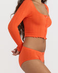 Organic Basics - Pointelle Cardigan - Vibrant Red -
