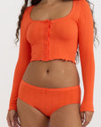 Organic Basics - Pointelle Cardigan - Vibrant Red -