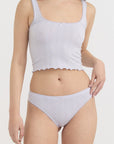 Organic Basics - Pointelle Thong - Soft Lilac -