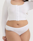 Organic Basics - Pointelle Thong - White -