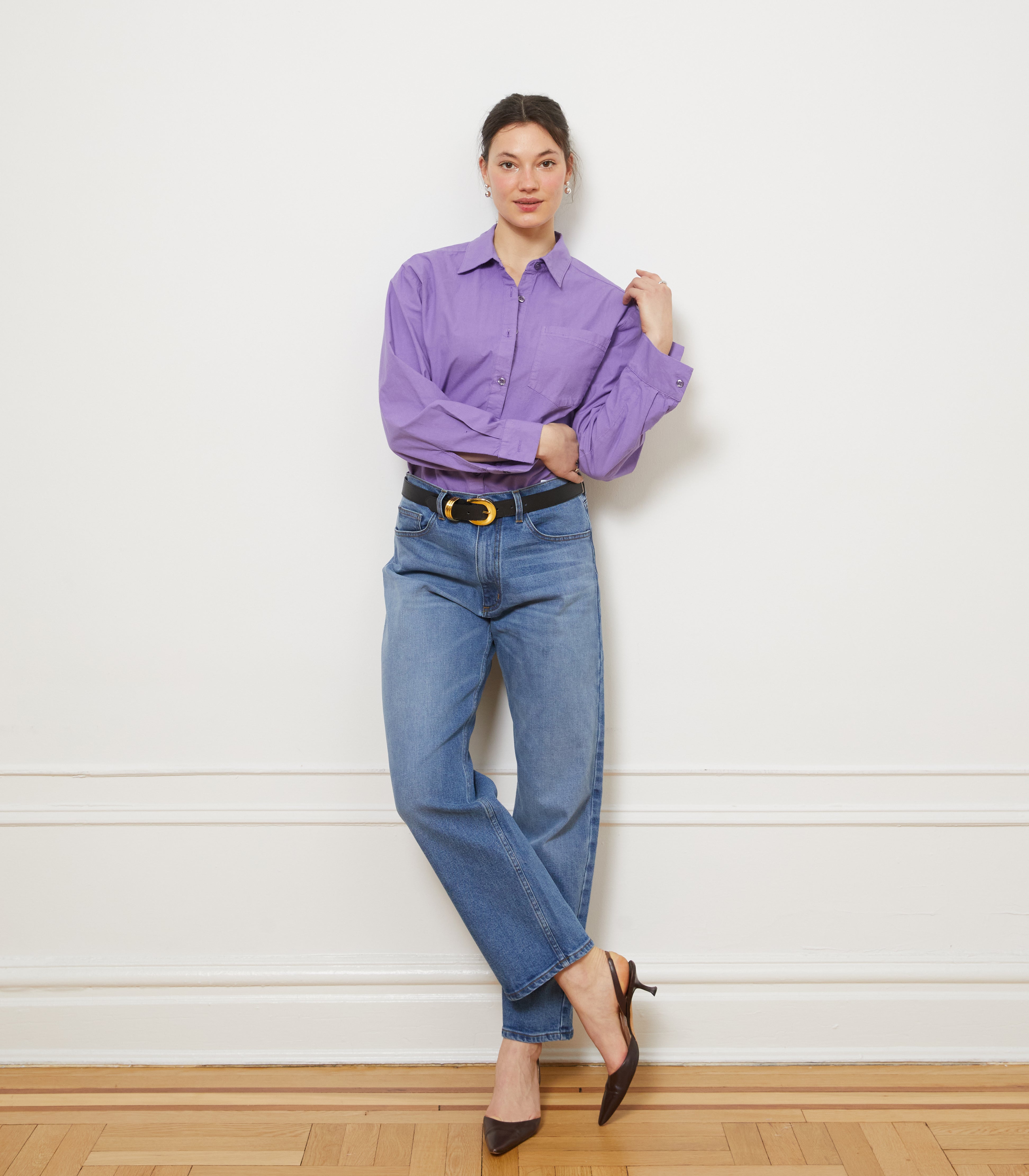 Offe Loup - Long Sleeves - Diana Relaxed Button Up Shirt - Purple – offe market