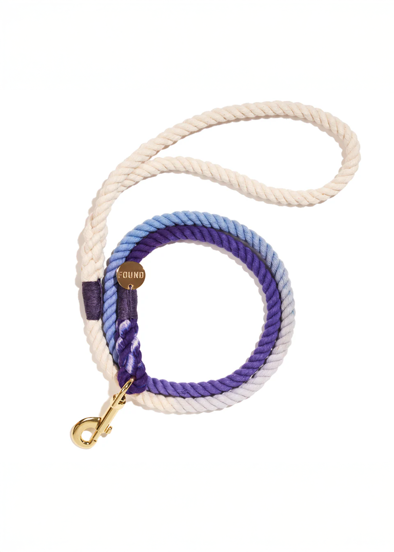 Found My Animal - Purple Ombre Cotton 5 ft Rope Dog Leash -