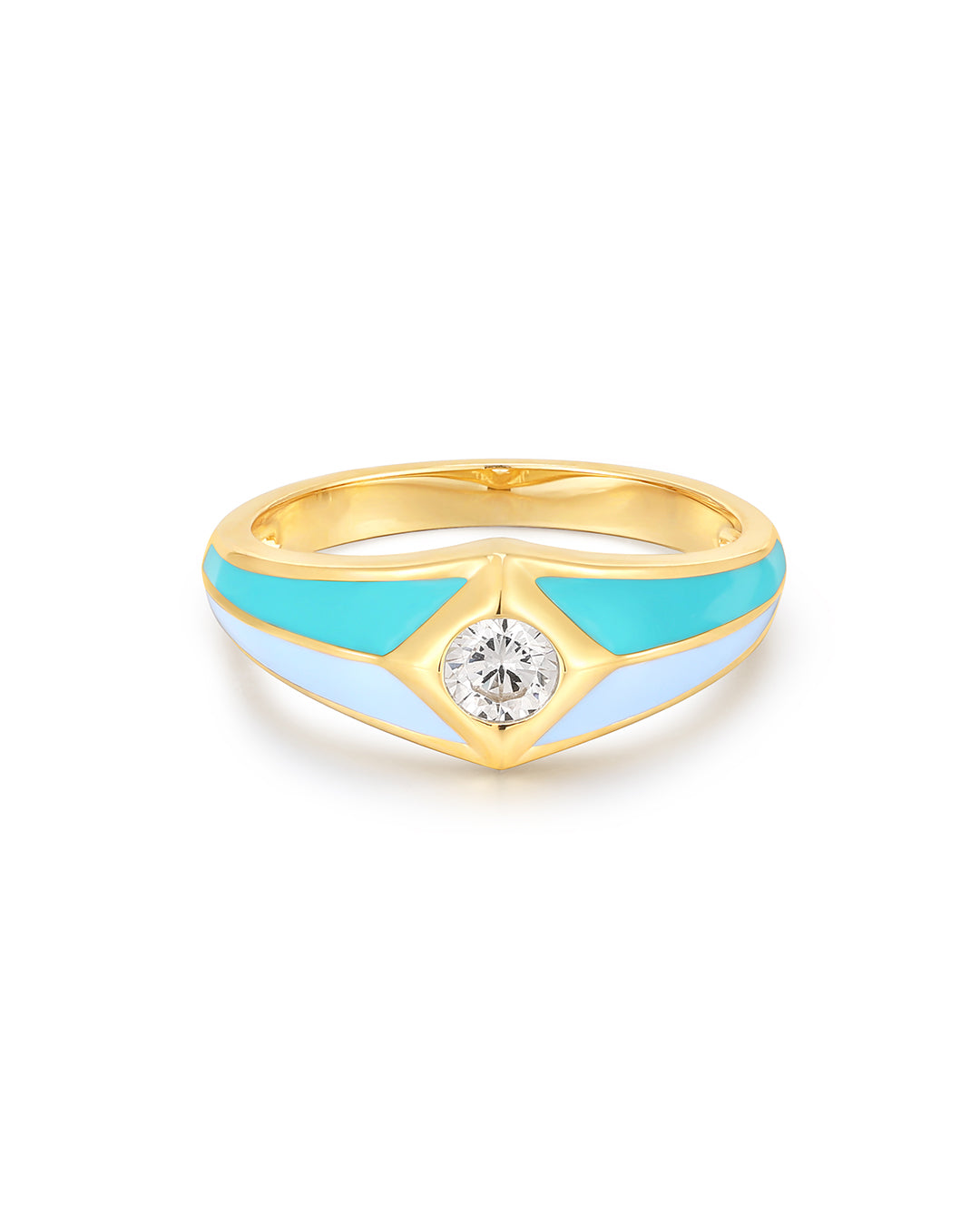 Luv Aj - Pyramid Stud Signet Ring - Blue/Gold -
