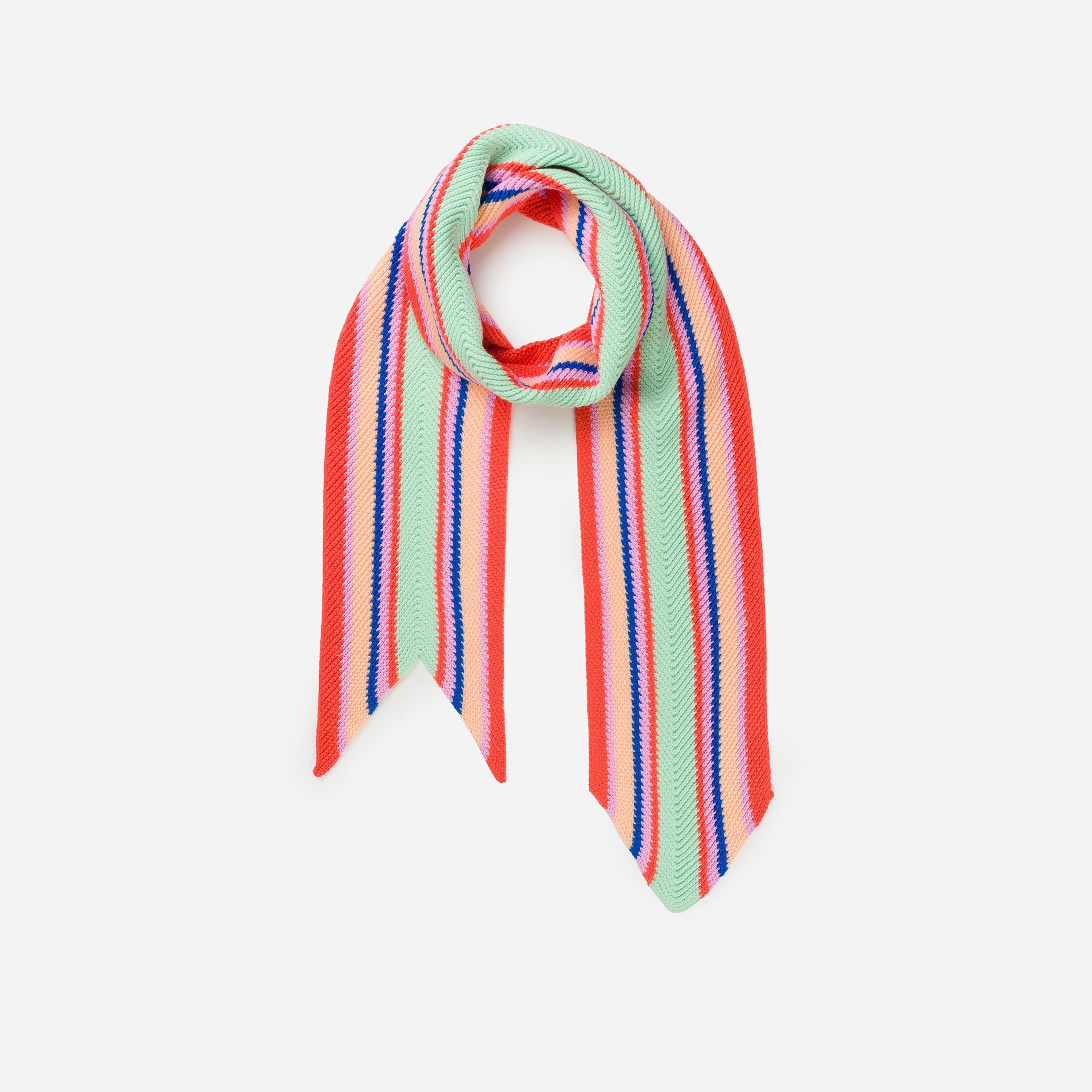 Ribbon Striped Knit Scarf