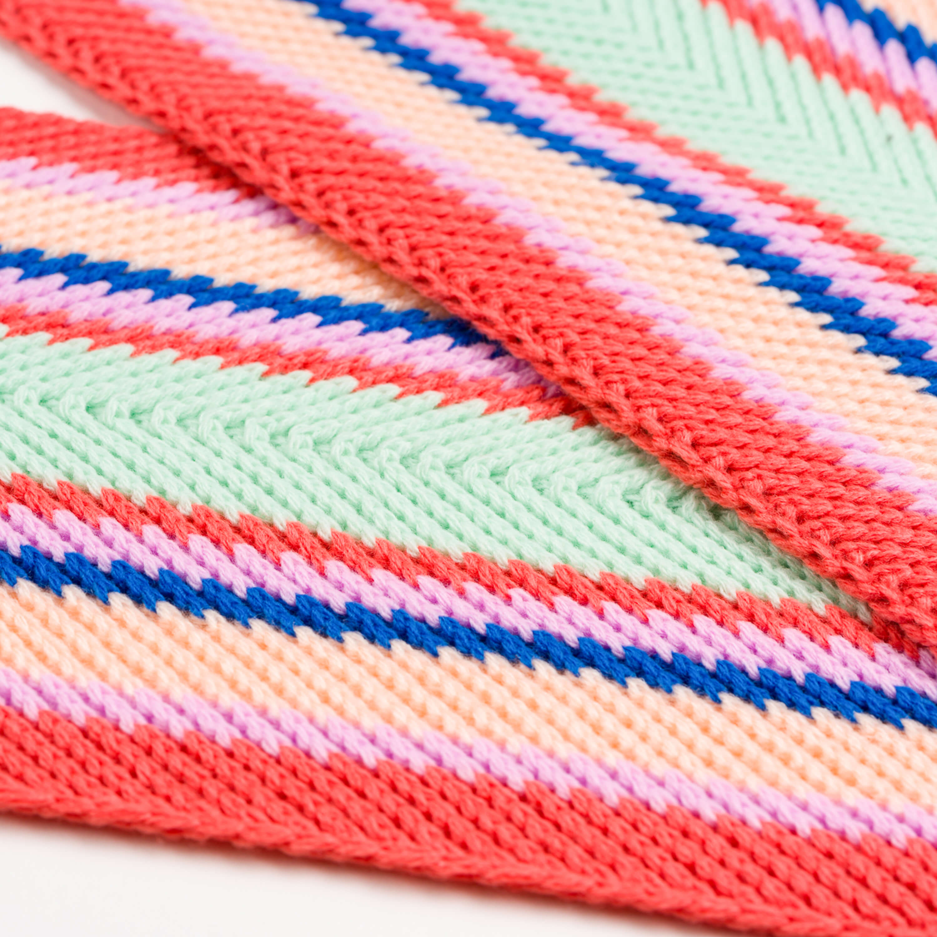 Ribbon Striped Knit Scarf