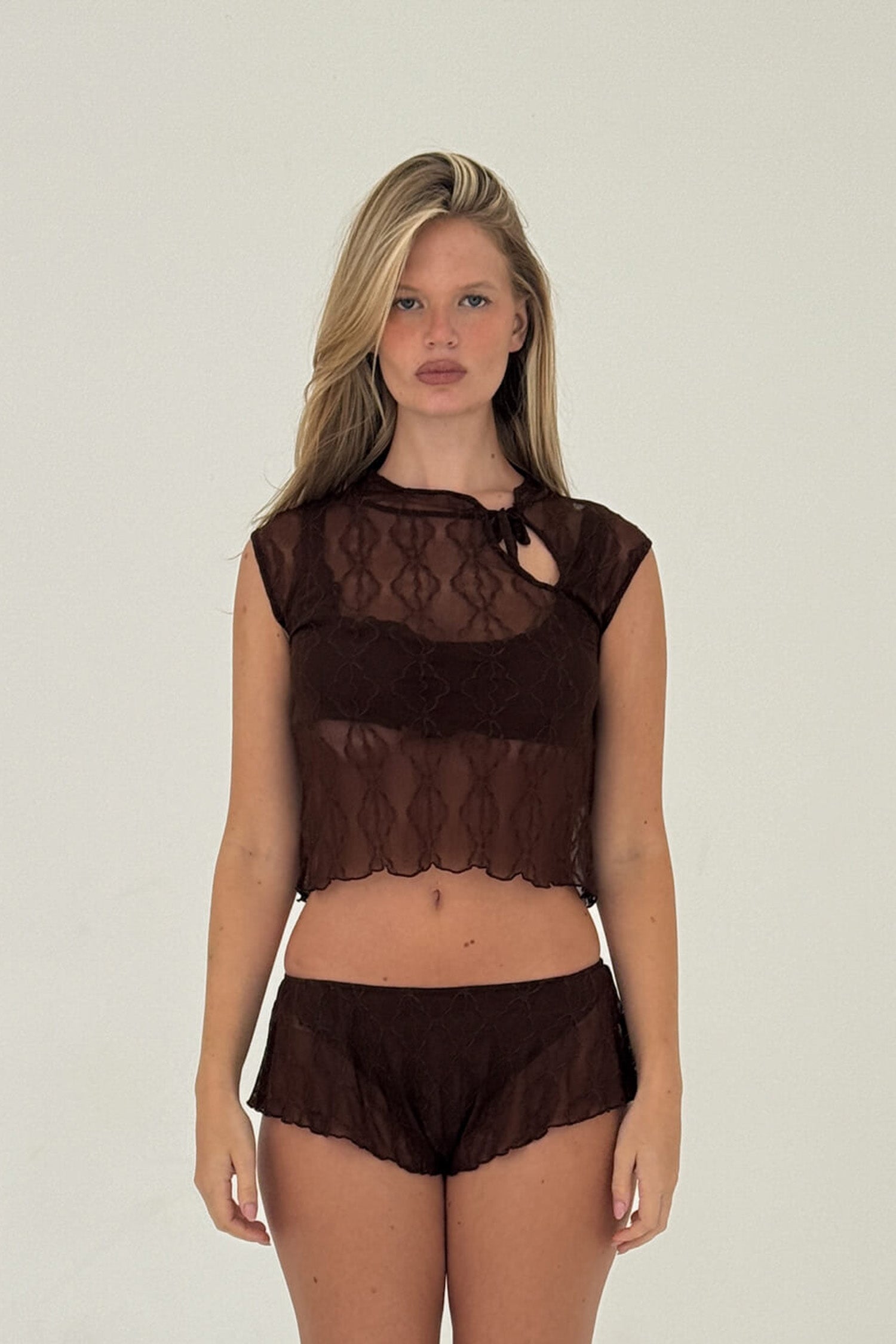 Find Me Now - Mariposa Keyhole Tee - Brown -