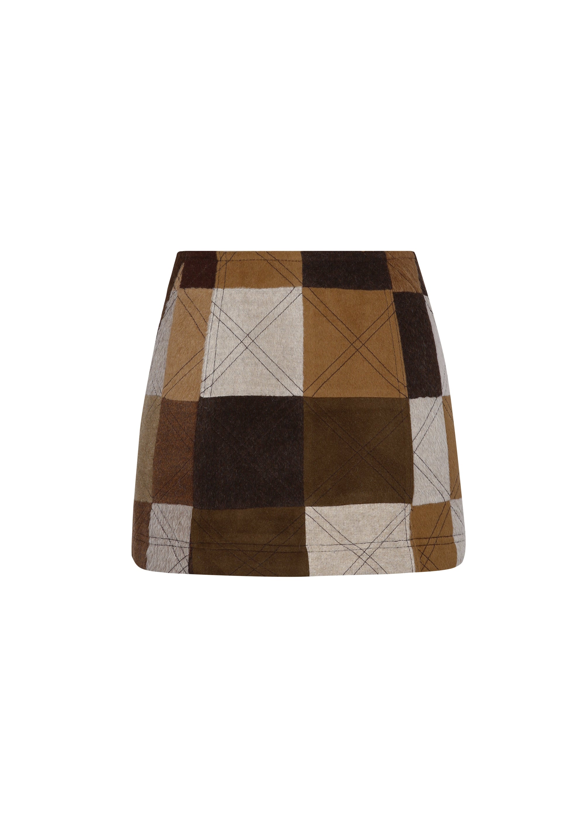 Loti - Renata Mini Skirt - Brown Patchwork -