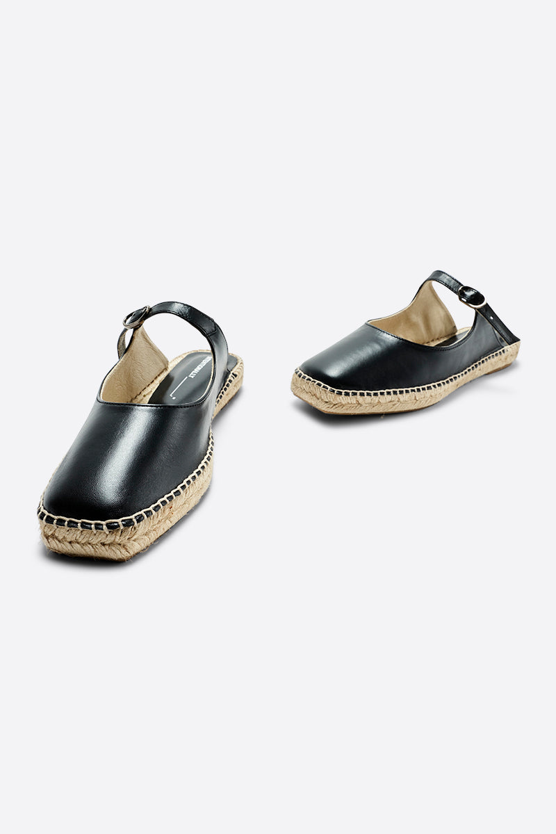 Intentionally Blank - Reports Slip On Espadrille - BLACK LEATHER