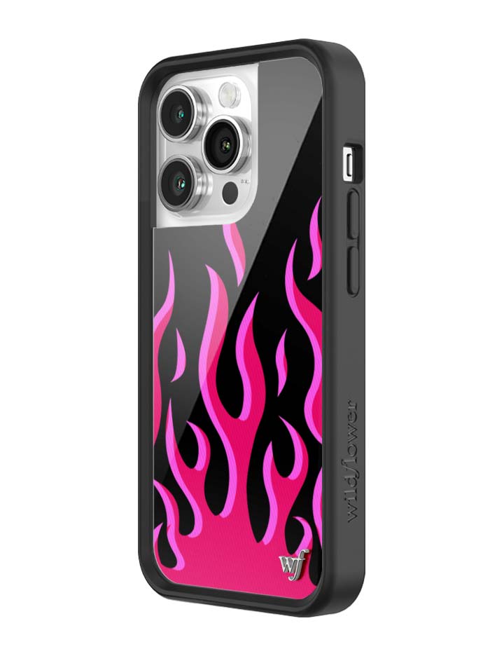 Wildflower iPhone case 14 Pro Flames Black Red Cute