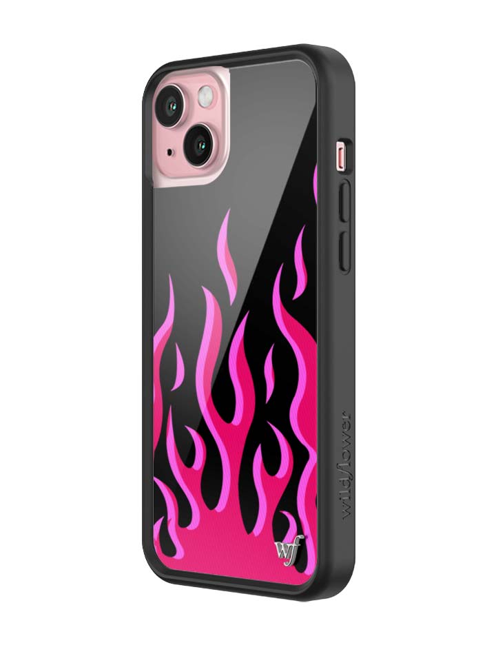 Wildflower iPhone case 15 Plus Flames Black Red Cute