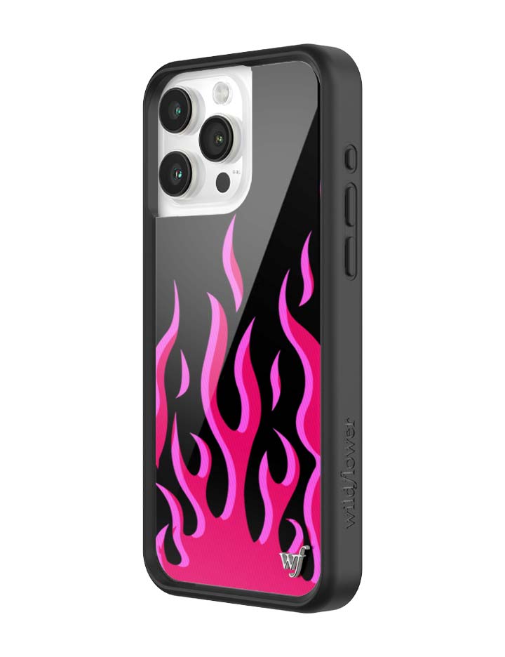Wildflower iPhone case 15 Pro Max Flames Black Red Cute
