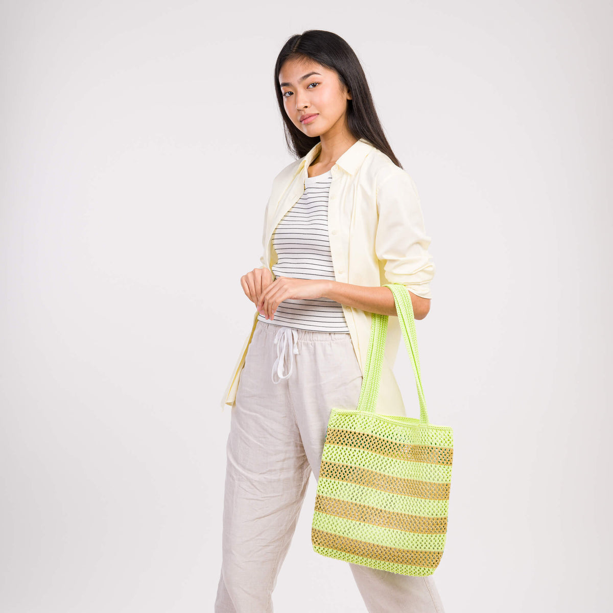 Verloop - Stripe Raffia Tote -