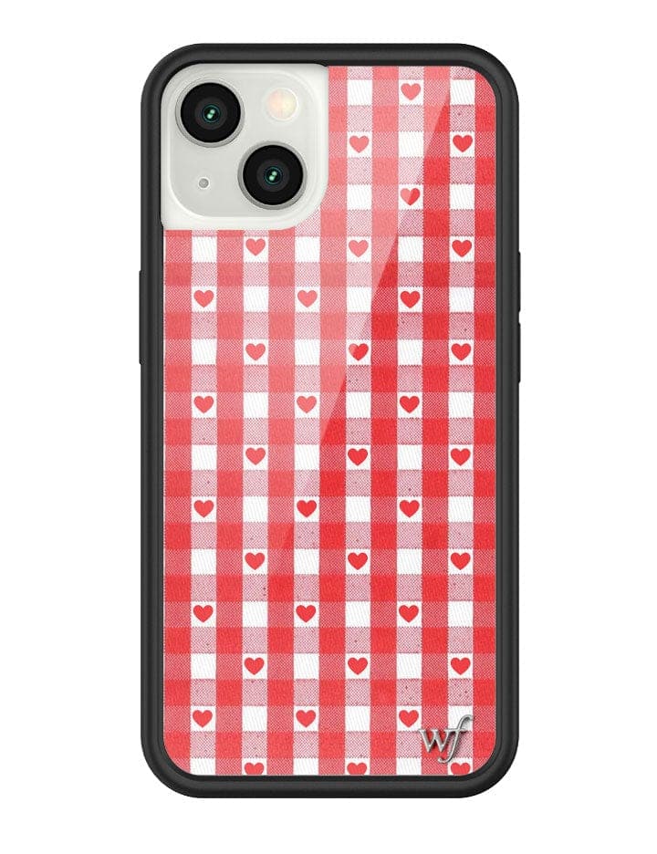 Wildflower - Gingham Hearts - Red iPhone Case -