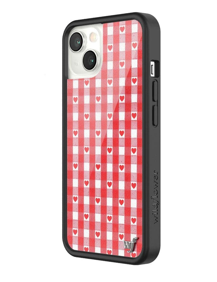 Wildflower - Gingham Hearts - Red iPhone Case -