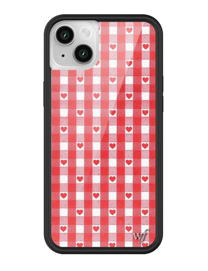 Wildflower - Gingham Hearts - Red iPhone Case -