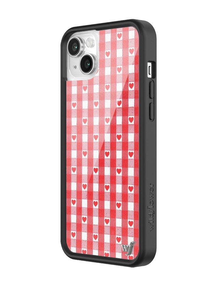 Wildflower - Gingham Hearts - Red iPhone Case -