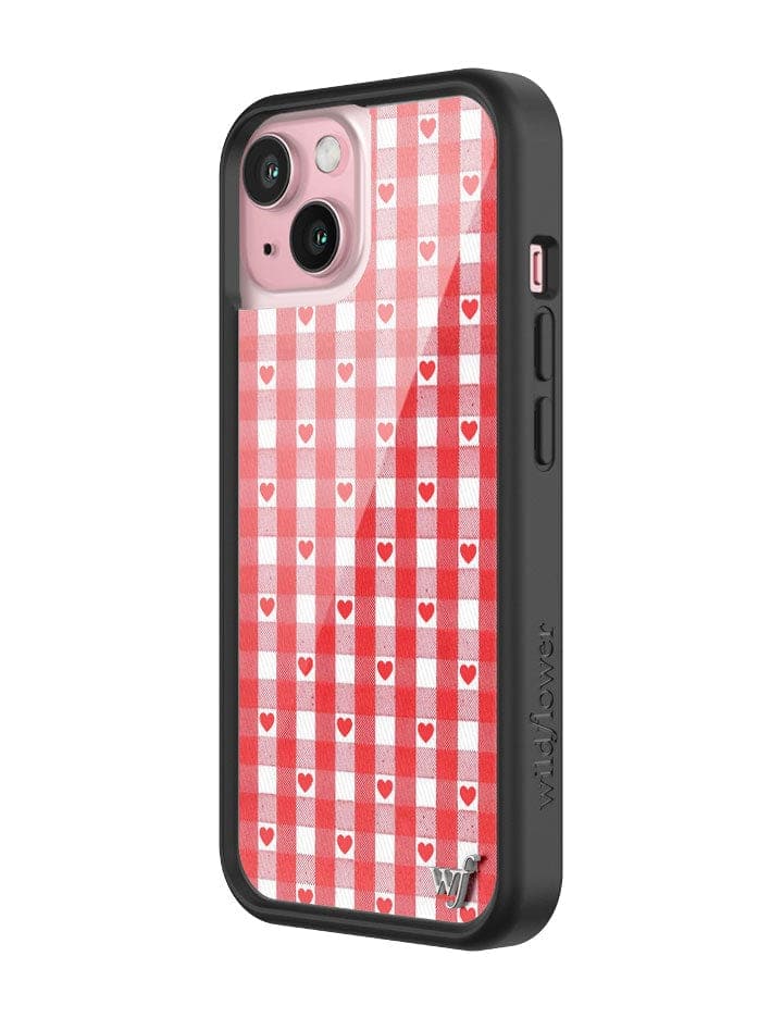 Wildflower - Gingham Hearts - Red iPhone Case -