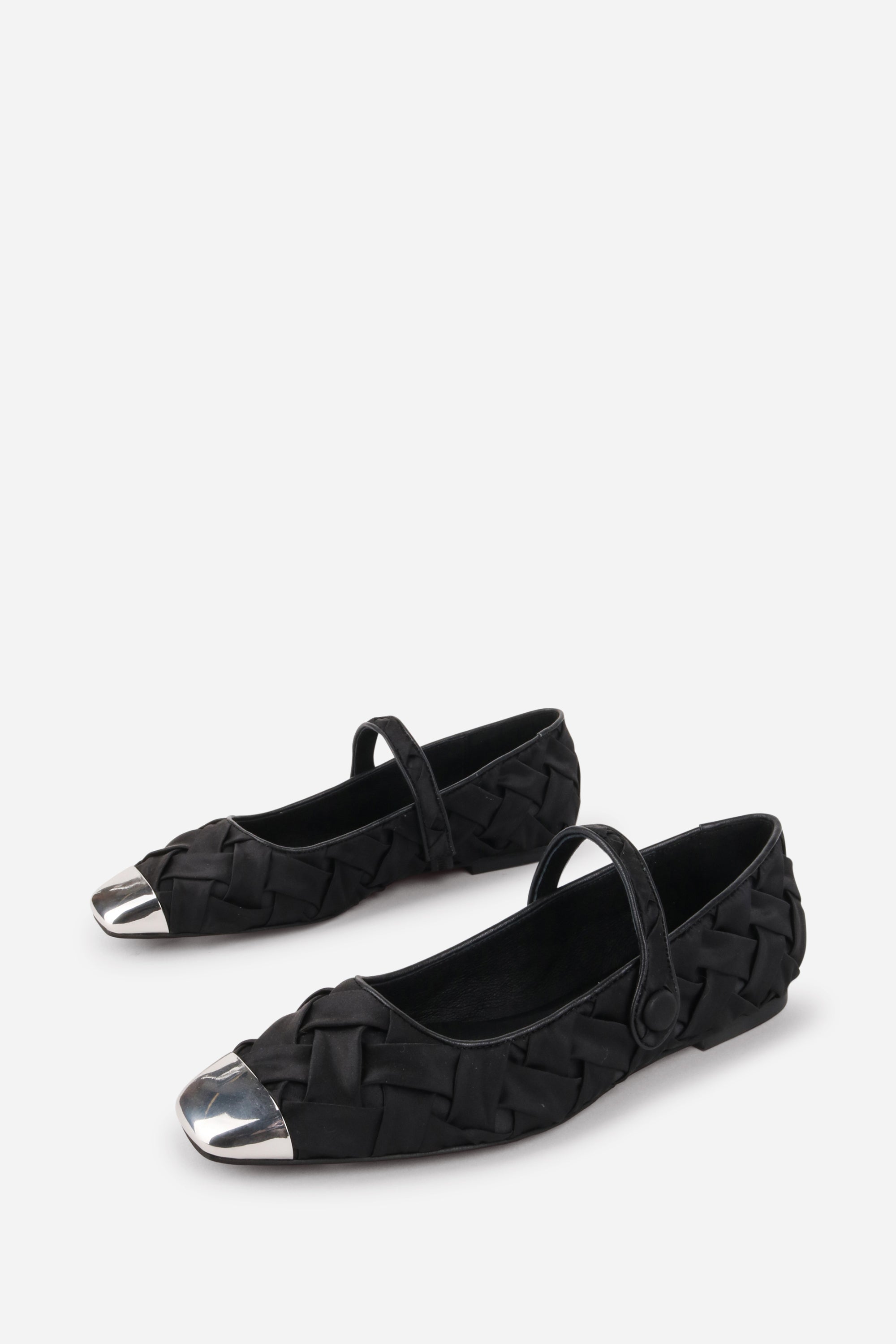 Intentionally Blank - Ribbons Satin Braided Mary Jane Flat - BLACK SATIN
