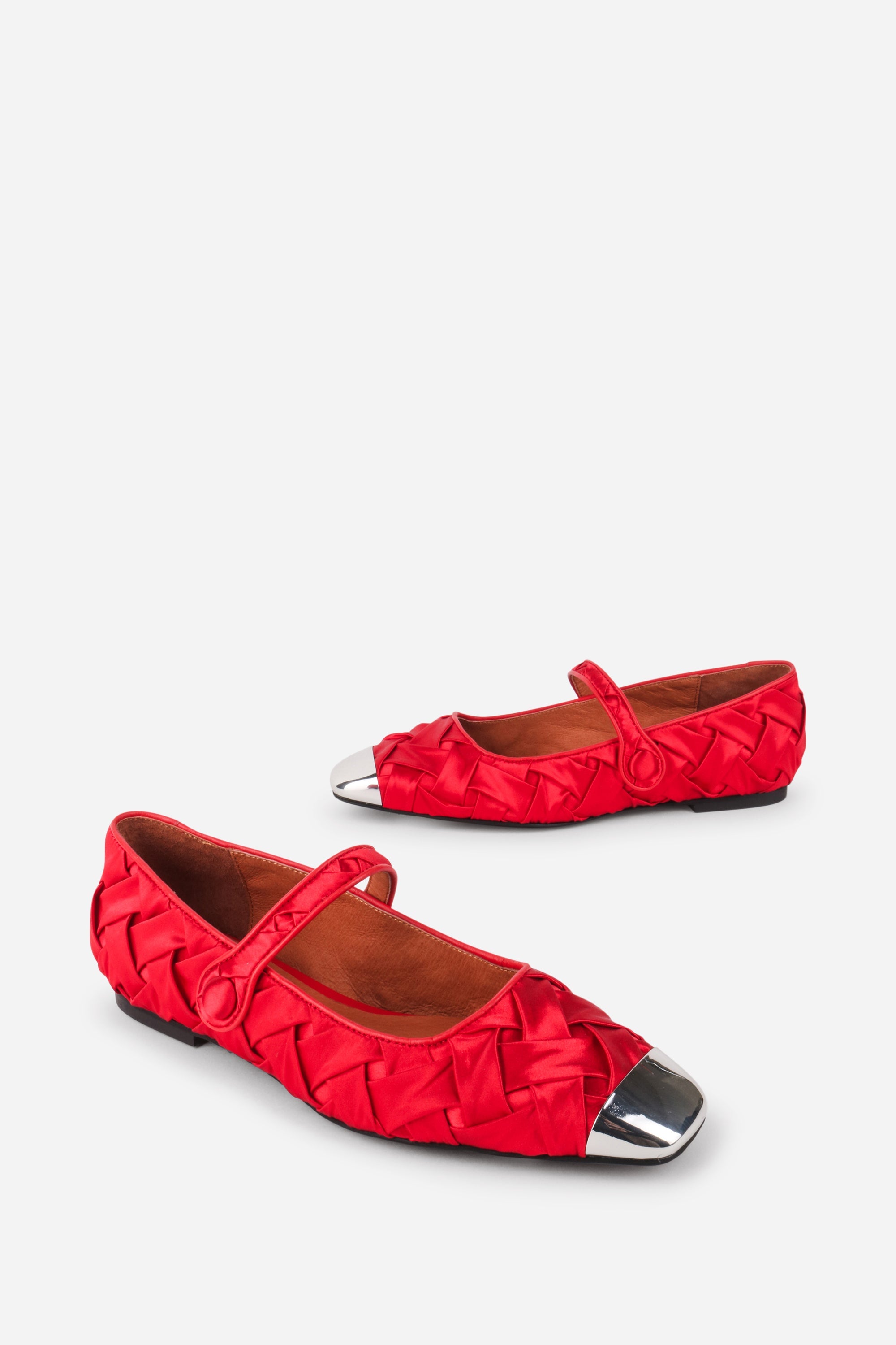 Intentionally Blank - Ribbons Satin Braided Mary Jane Flat - CHERRY SATIN