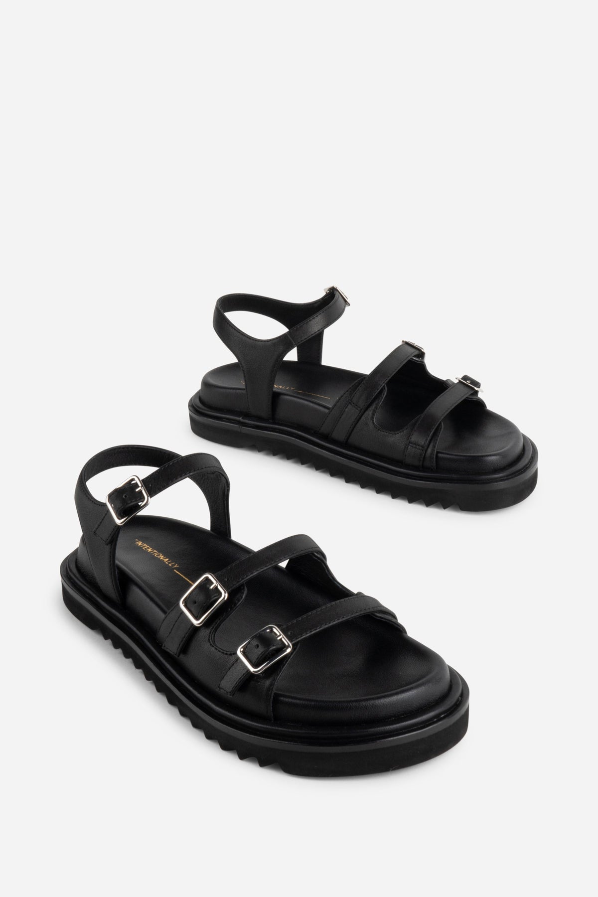 Intentionally Blank - Ricoya Leather Sandal - BLACK LEATHER