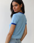 Callahan Knitwear - The Ringer Knit Tee - Capri Blue -