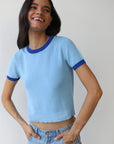 Callahan Knitwear - The Ringer Knit Tee - Capri Blue -