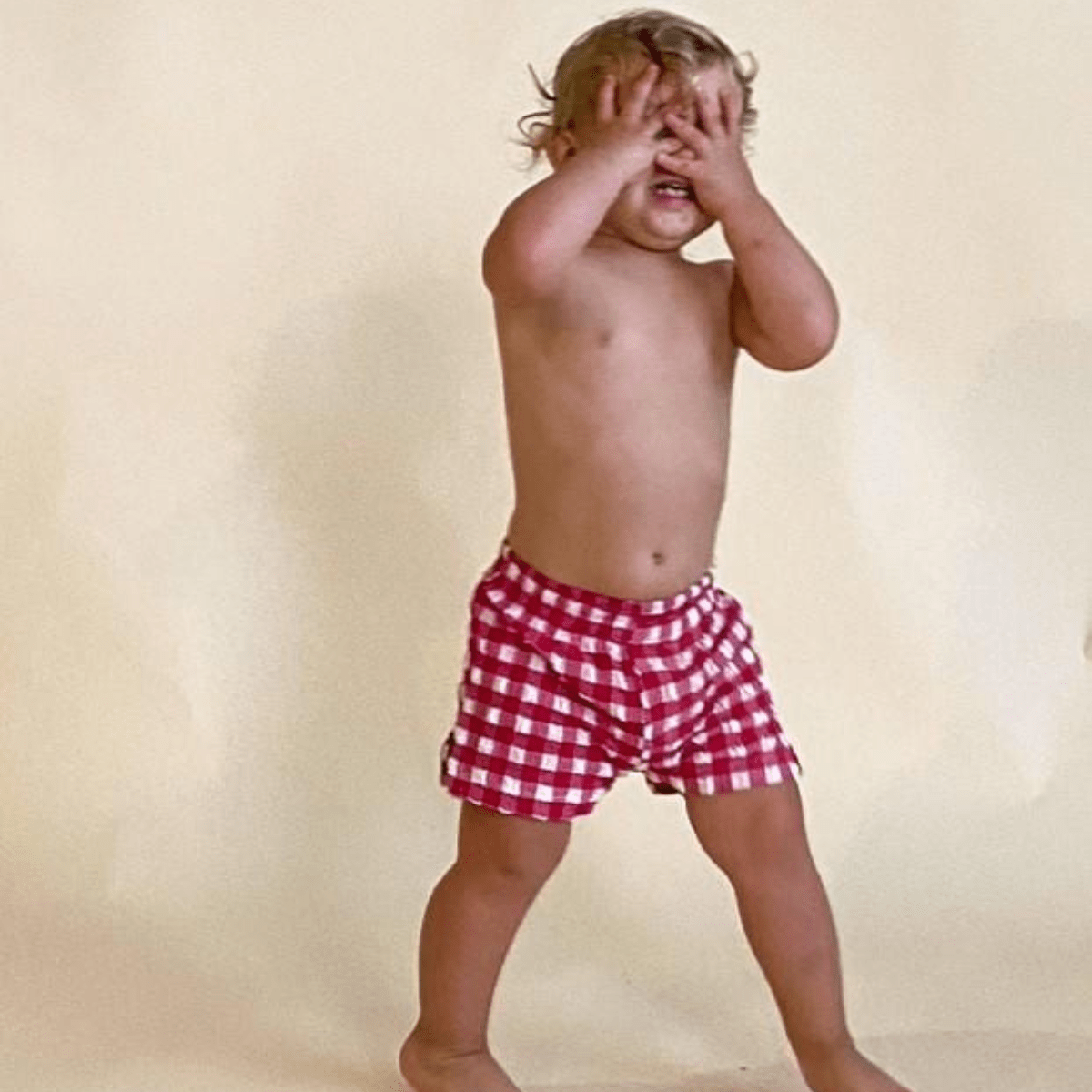 Montce - Red Gingham Mini Swim Trunk -