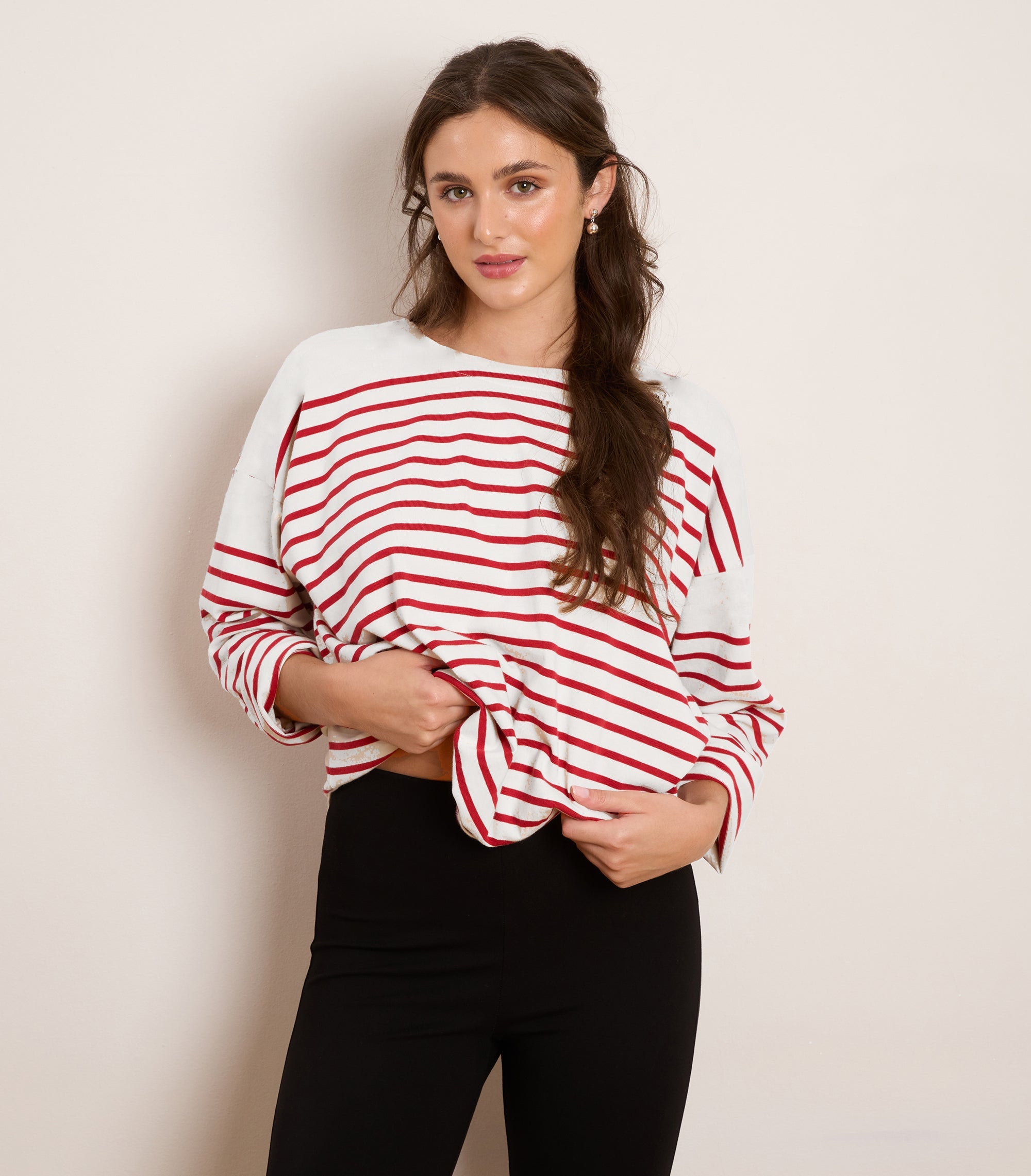 Loup - Marianne Oversized Breton Tee - Red Stripe -