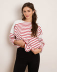 Marianne Oversized Breton Tee - Red Stripe