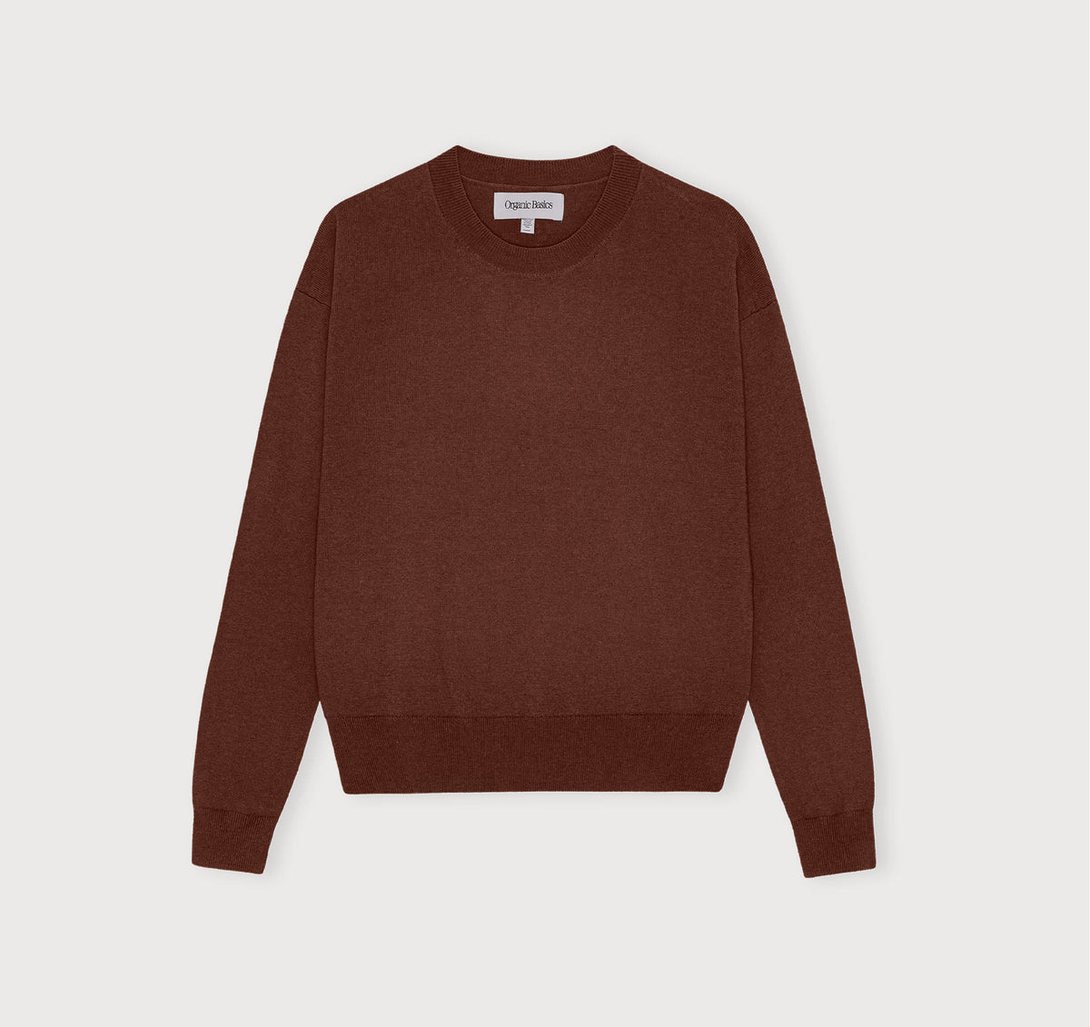 Organic Basics - Soft Knit Boxy Crewneck Sweater - Rich Brown -