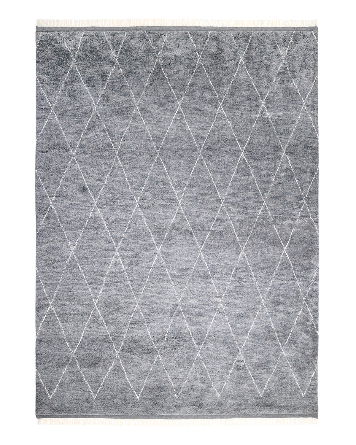 Solo Rugs - Shaggy Moroccan Hand-Knotted Bohemian Area Rug - Gray Boho