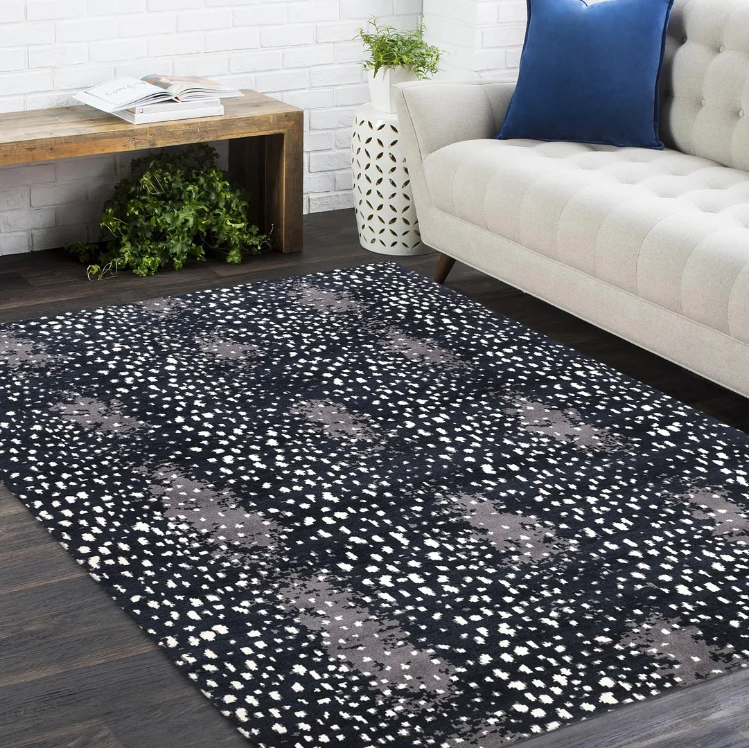 Solo Rugs - Louis Hand Knotted Contemporary Modern Animal Print Wool Black Area Rug -