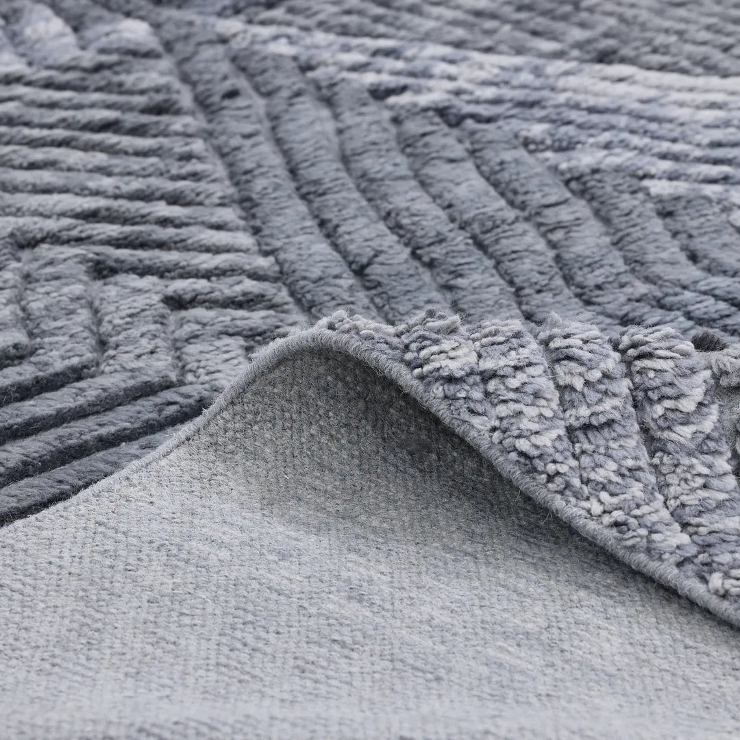 Solo Rugs - Erie Hand Knotted Modern Contemporary Solid Gray Area Rug -