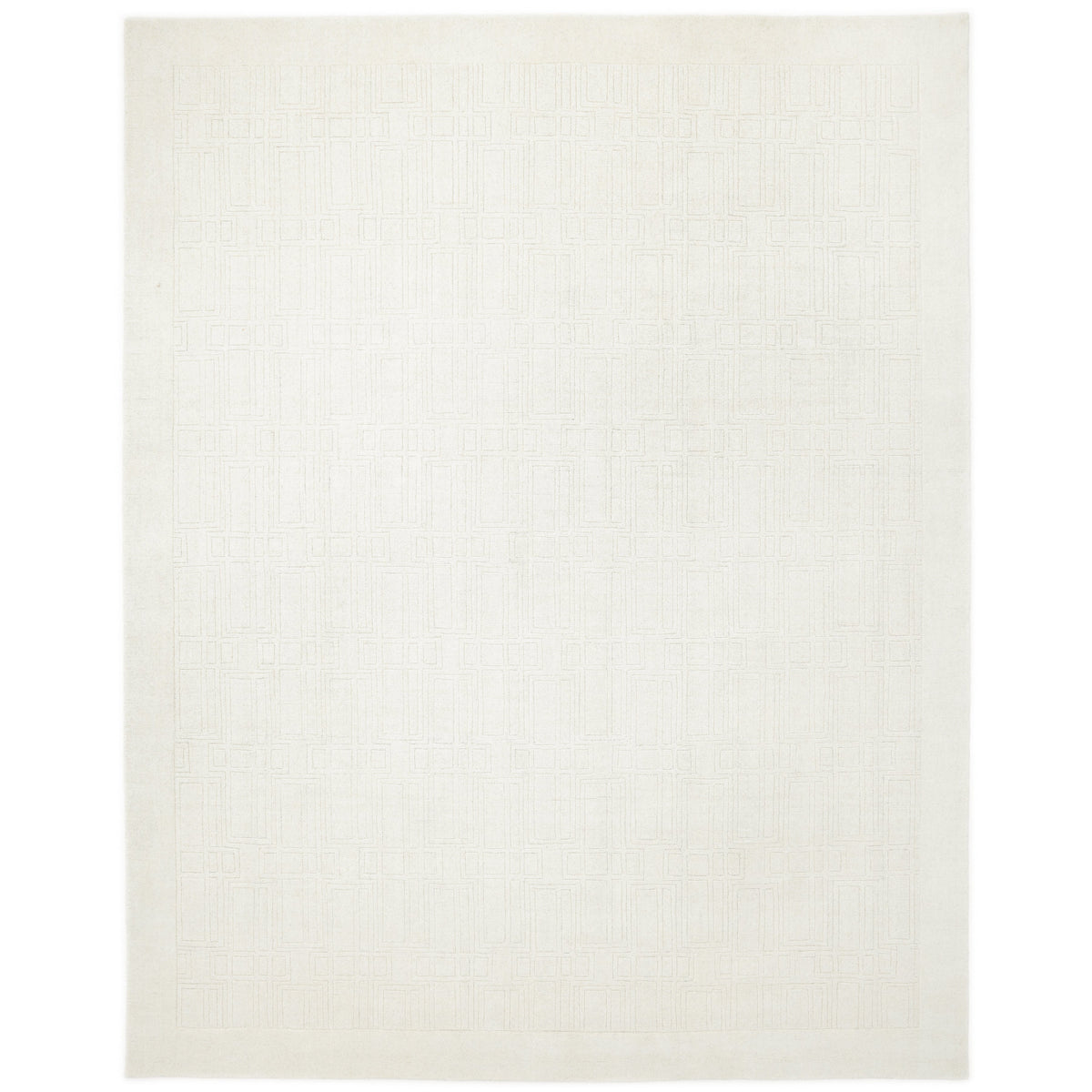 Solo Rugs - Sterling Hand Knotted Solid Area Rug - 5 x 8 Ivory Modern - Contemporary