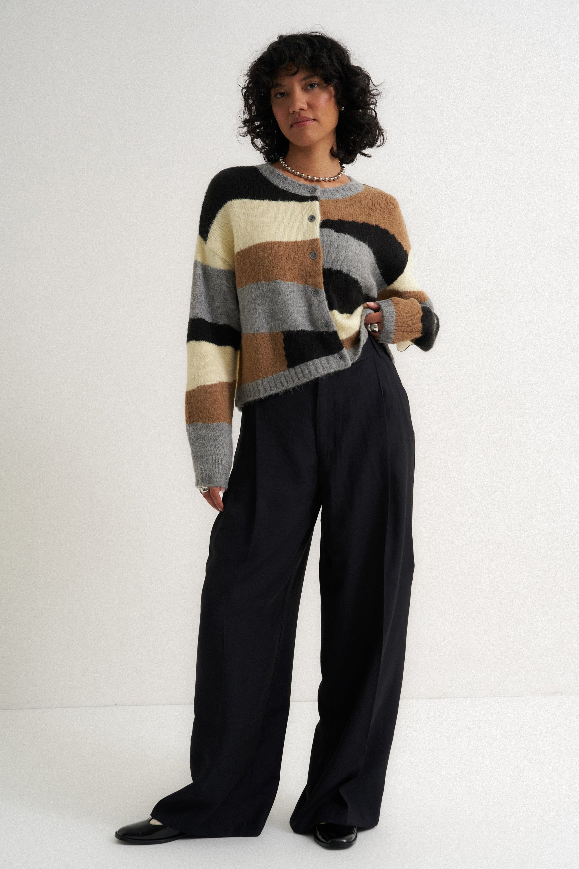 Callahan Knitwear - Selma Cardigan - Heather Grey Multi -