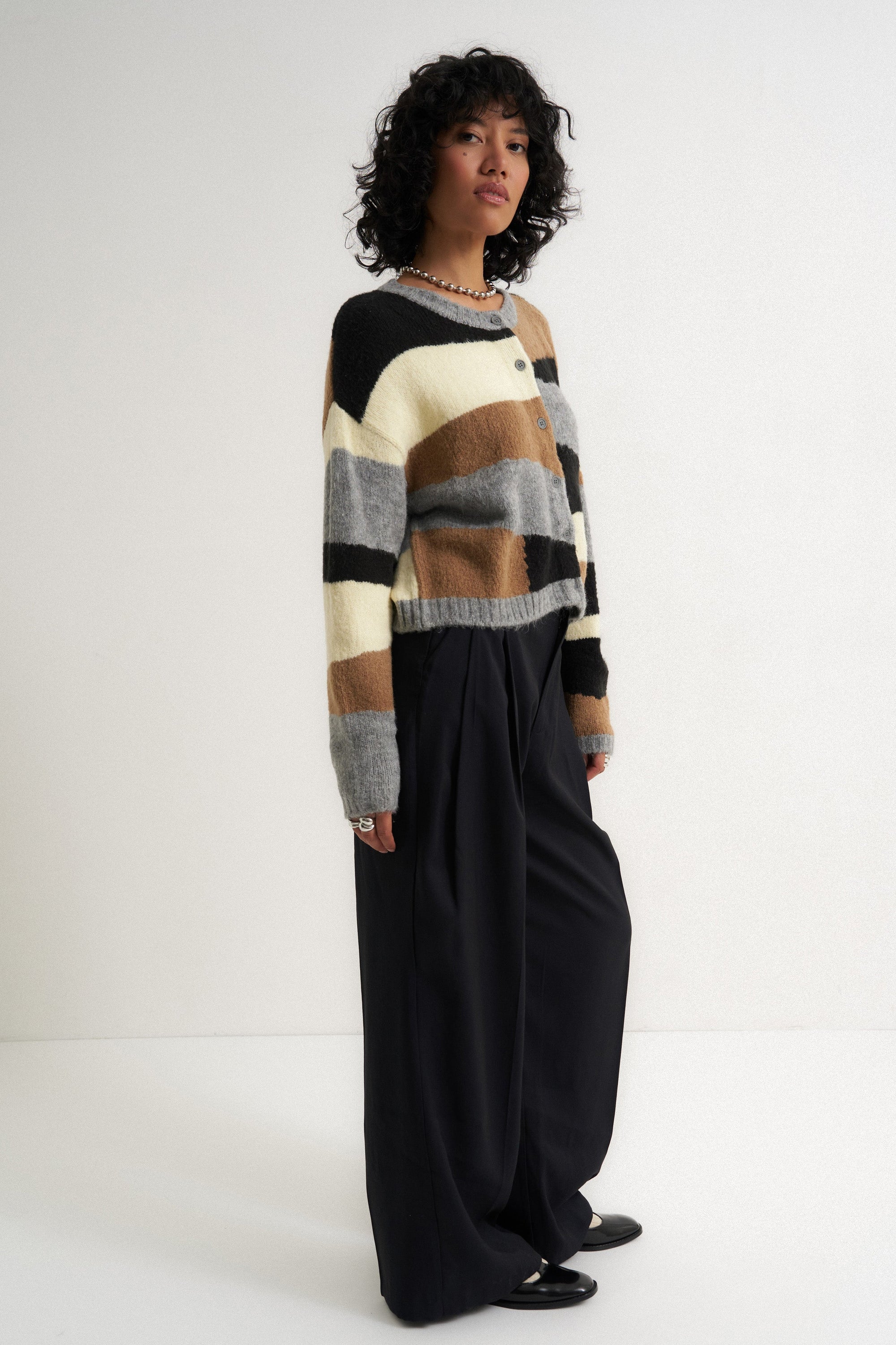 Callahan Knitwear - Selma Cardigan - Heather Grey Multi -